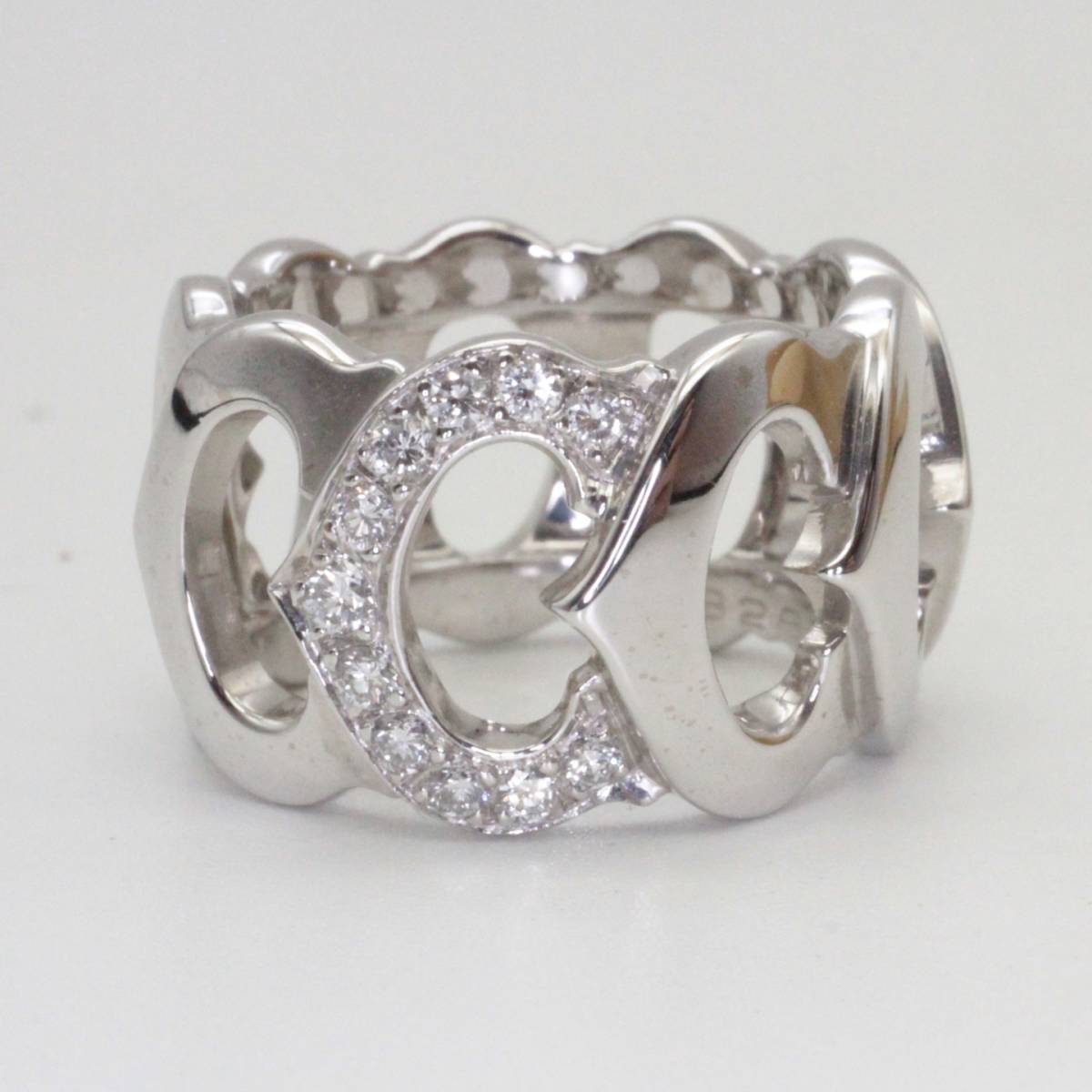 Cartier Diamond-Paved C Motif 18KT White Gold Ring