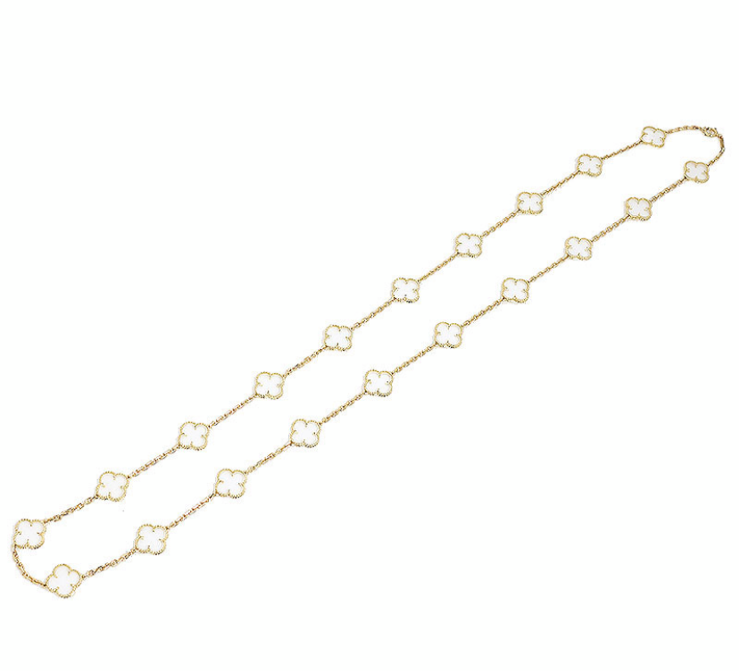 Van Cleef & Arpels Rock Crystal Vintage Alhambra 18KT Yellow Gold Necklace