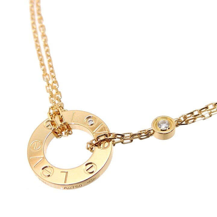 Cartier 2P Diamond Love Necklace 18KT Yellow Gold