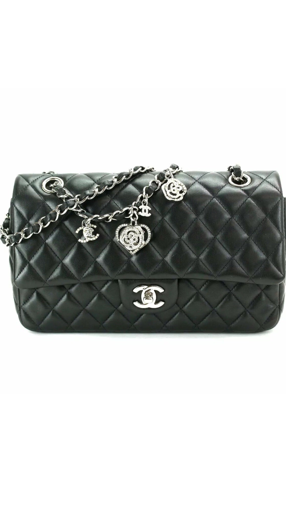 CHANEL CC Embellishments Double Flap Black Caviar Handbag -  PreLovedTreasures.Gom